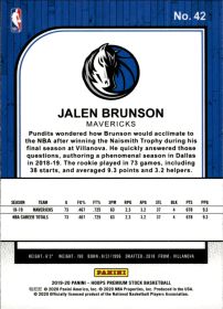 Jalen Brunson - Panini Hoops Premium Stock Base Set 2019-20, Nr. 42