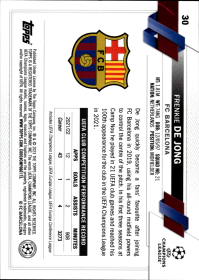 Frenkie de Jong - Topps Chrome UEFA Club Competitions Base Set 2022-23, Nr. 30