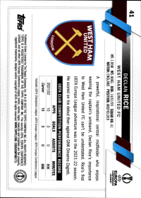 Declan Rice - Topps Chrome UEFA Club Competitions Base Set 2022-23, Nr. 41