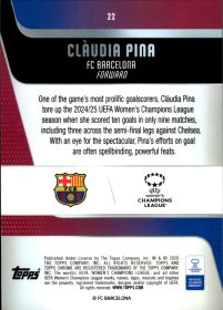 Clàudia Pina - Topps Chrome UEFA Women's Champions League Base Set 2025-26, Nr. 22