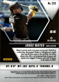 Jorge Mateo - Panini Mosaic Base Set 2021, Nr. 233 – Rookie Card