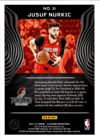 Jusuf Nurkic - Panini Illusions Base Set 2021-22, Nr. 31
