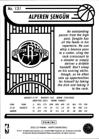 Alperen Şengün - Panini Hoops Base Set 2022-23, Nr. 131