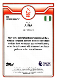 Ola Aina - Topps Flagship Premier League Base Set 2026-27, Nr. 222