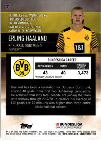 Erling Haaland - Topps Stadium Club Chrome Bundesliga Base Set 2021-22, Nr. 30