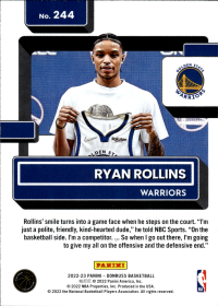 Ryan Rollins - Panini Donruss Rated Rookie 2022-23, Nr. 244 – Rookie Card