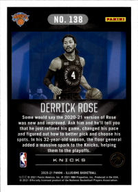 Derrick Rose - Panini Illusions Base Set 2020-21, Nr. 138 – Trophy Collection Orange