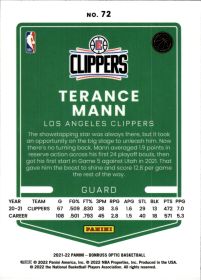 Terance Mann - Panini Donruss Optic Base Set 2021-22, Nr. 72