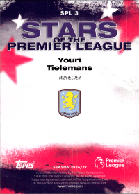 Youri Tielemans - Topps Flagship Premier League Stars of the Premier League 2026-27, Nr. SPL 3 – Insert