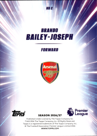 Brando Bailey-Joseph - Topps Flagship Premier League Nitro Boost 2026-27, Nr. NB 2 – Rookie Card, Insert