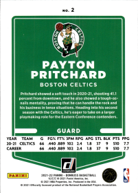 Payton Pritchard - Panini Donruss Base Set 2021-22, Nr. 2