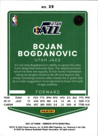 Bojan Bogdanovic - Panini Donruss Optic Base Set 2021-22, Nr. 39