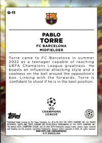 Pablo Torre - Topps Chrome UEFA Club Competitions Golazo 2022-23, Nr. G-11 – Rookie Card