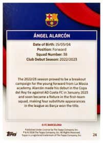 Ángel Alarcón - Topps FC Barcelona Team Set First Team 2023-24, Nr. 24 – Rookie Card, Nummeriert, Blue