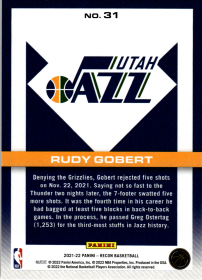 Rudy Gobert - Panini Recon Base Set 2021-22, Nr. 31