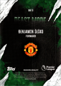 Benjamin Šeško - Topps Flagship Premier League Beast Mode 2026-27, Nr. BM 19 – Insert