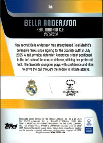 Bella Andersson - Topps Chrome UEFA Women's Champions League Base Set 2025-26, Nr. 38 – Rookie Card