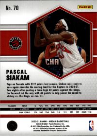 Pascal Siakam - Panini Mosaic Base Set 2020-21, Nr. 70