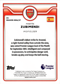 Martín Zubimendi - Topps Flagship Premier League Base Set 2026-27, Nr. 26