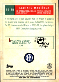 Lautaro Martínez - Topps Chrome UEFA Club Competitions 1959 Topps 2022-23, Nr. 59-30