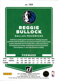 Reggie Bullock - Panini Donruss Base Set 2021-22, Nr. 129