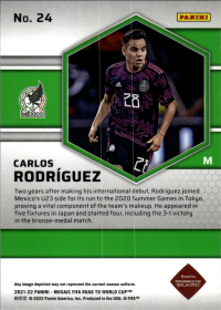 Carlos Rodríguez - Panini Mosaic FIFA Road to World Cup Base Set 2021-22, Nr. 24 – Rookie Card