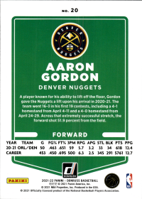 Aaron Gordon - Panini Donruss Base Set 2021-22, Nr. 20