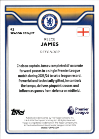 Reece James - Topps Flagship Premier League Base Set 2026-27, Nr. 92