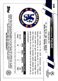 Christian Pulisic - Topps Chrome UEFA Club Competitions Base Set 2022-23, Nr. 144