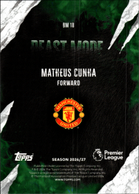 Matheus Cunha - Topps Flagship Premier League Beast Mode 2026-27, Nr. BM 18 – Insert
