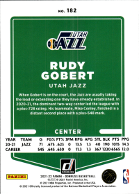 Rudy Gobert - Panini Donruss Base Set 2021-22, Nr. 182