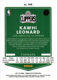Kawhi Leonard - Panini Donruss Optic Base Set 2021-22, Nr. 145