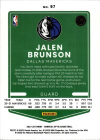 Jalen Brunson - Panini Donruss Optic Base Set 2021-22, Nr. 97