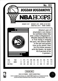 Bogdan Bogdanovic - Panini Hoops Base Set 2023-24, Nr. 101