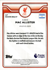 Alexis Mac Allister - Topps Flagship Premier League Base Set 2026-27, Nr. 167
