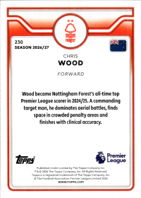 Chris Wood - Topps Flagship Premier League Base Set 2026-27, Nr. 230