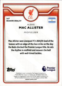 Alexis Mac Allister - Topps Flagship Premier League Base Set 2026-27, Nr. 167