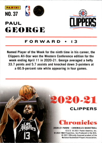 Paul George - Panini Chronicles Base Set 2020-21, Nr. 37