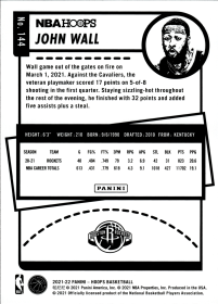 John Wall - Panini Hoops Base Set 2021-22, Nr. 144