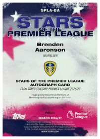 Brenden Aaronson - Topps Flagship Premier League Stars of the Premier League Autographs 2026-27, Nr. SPLA-BA – Autogramm, Nummeriert, Green Mini Diamond Parallel