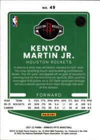 Kenyon Martin Jr. - Panini Donruss Optic Base Set 2021-22, Nr. 49