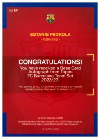 Estanis Pedrola - Topps FC Barcelona Team Set Autographs 2022-23, Nr. AU-EP – Rookie Card, Autogramm