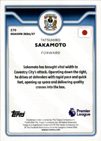 Tatsuhiro Sakamoto - Topps Flagship Premier League Base Set 2026-27, Nr. 270