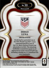 Diego Luna - Panini Select FIFA Road to World Cup Mezzanine 2025-26, Nr. 183