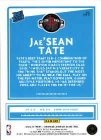 Jae'Sean Tate - Panini Chronicles Donruss 2020-21, Nr. 197