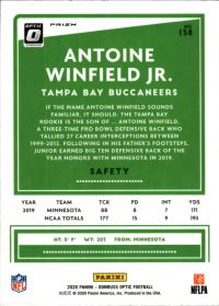 Antoine Winfield Jr. - Panini Donruss Optic Base Set 2020, Nr. 138 – Rookie Card, Purple Shock