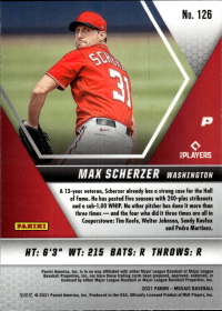 Max Scherzer - Panini Mosaic Base Set 2021, Nr. 126