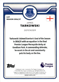 James Tarkowski - Topps Flagship Premier League Base Set 2026-27, Nr. 119