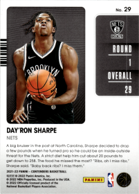 Day’Ron Sharpe - Panini Contenders Draft Class 2021-22, Nr. 29