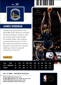 James Wiseman - Panini Contenders Season Ticket 2021-22, Nr. 30